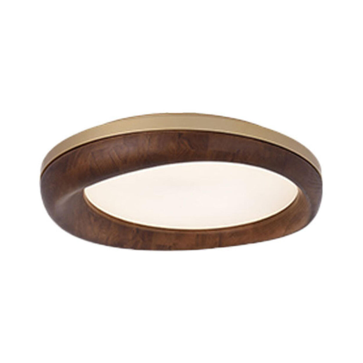 Retro Walnut Circular Wood Flush Mount Ceiling Light Image - 17