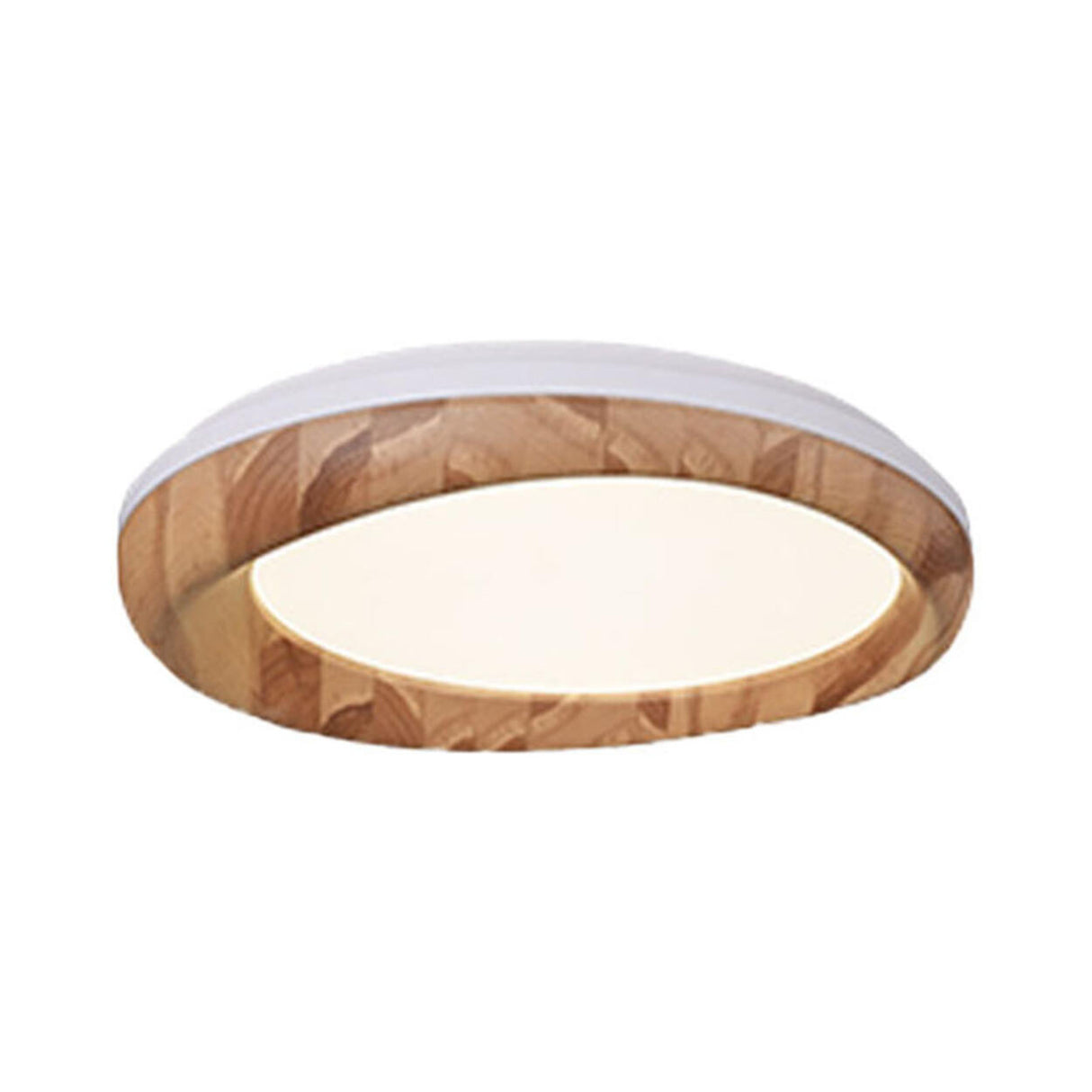 Retro Walnut Circular Wood Flush Mount Ceiling Light Image - 18