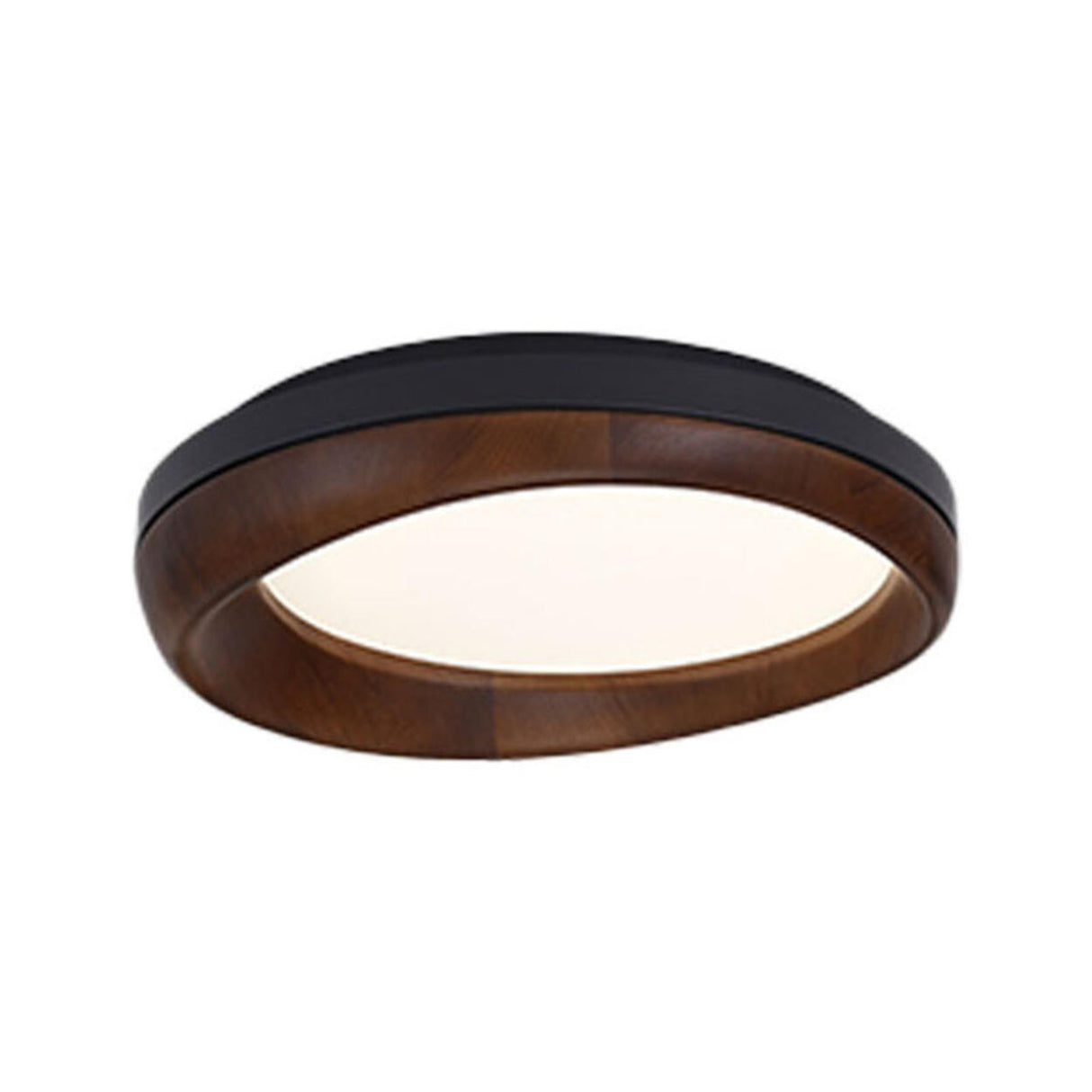 Retro Walnut Circular Wood Flush Mount Ceiling Light Image - 19