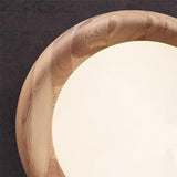 Retro Walnut Circular Wood Flush Mount Ceiling Light Image - 20