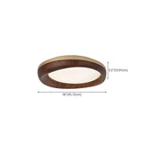 Retro Walnut Circular Wood Flush Mount Ceiling Light Image - 27