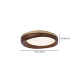 Retro Walnut Circular Wood Flush Mount Ceiling Light Image - 28