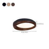 Retro Walnut Circular Wood Flush Mount Ceiling Light Image - 30