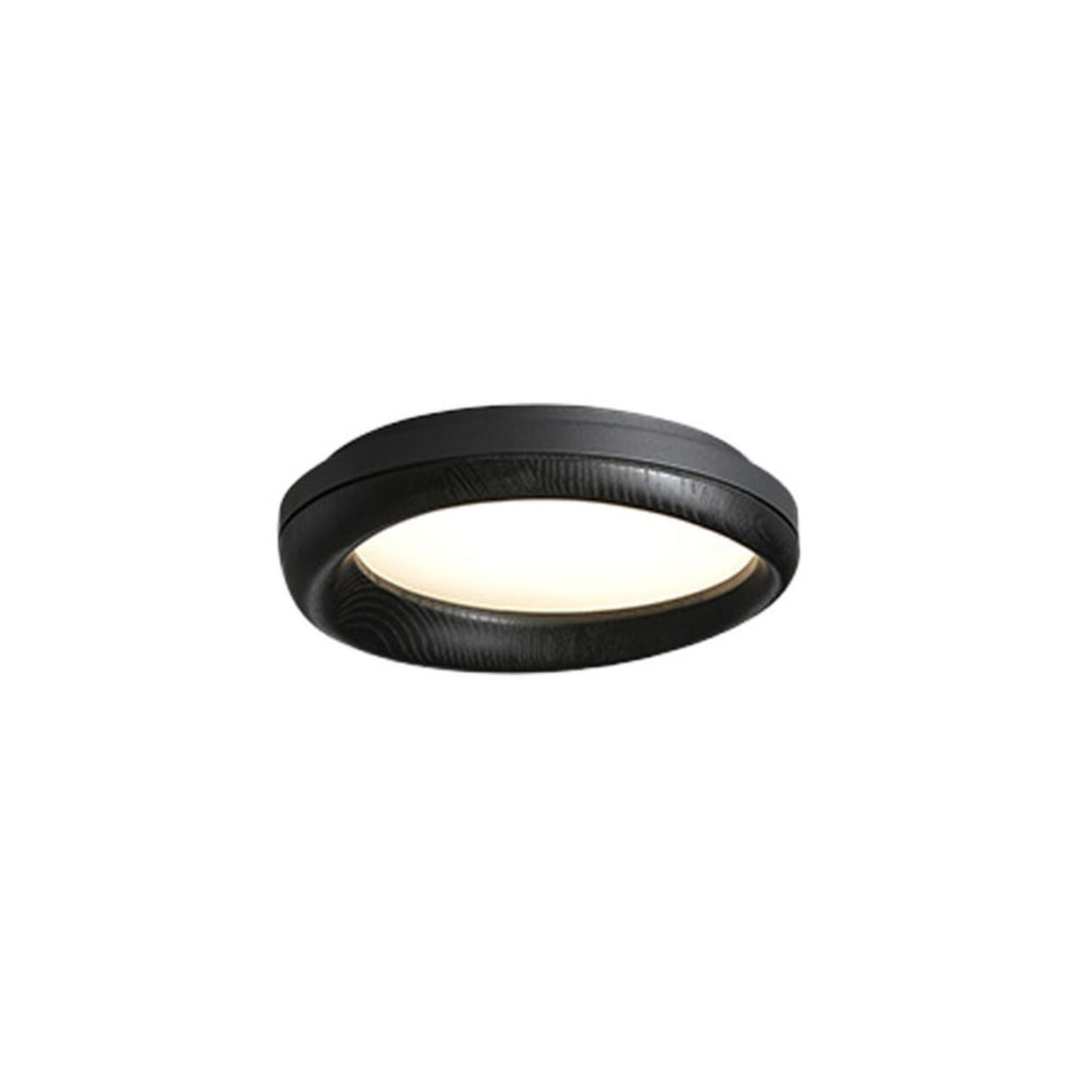 Retro Walnut Circular Wood Flush Mount Ceiling Light Image - 5