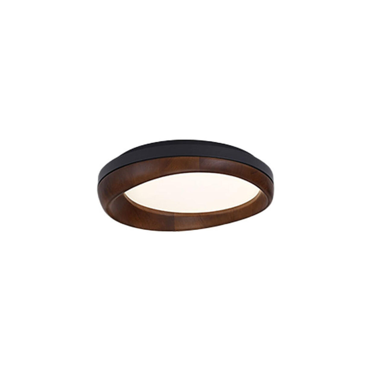 Retro Walnut Circular Wood Flush Mount Ceiling Light Image - 9