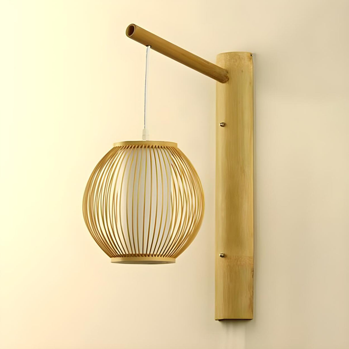 Retro Woven Bamboo Geometric LED Wall Light Fixture Image - 8