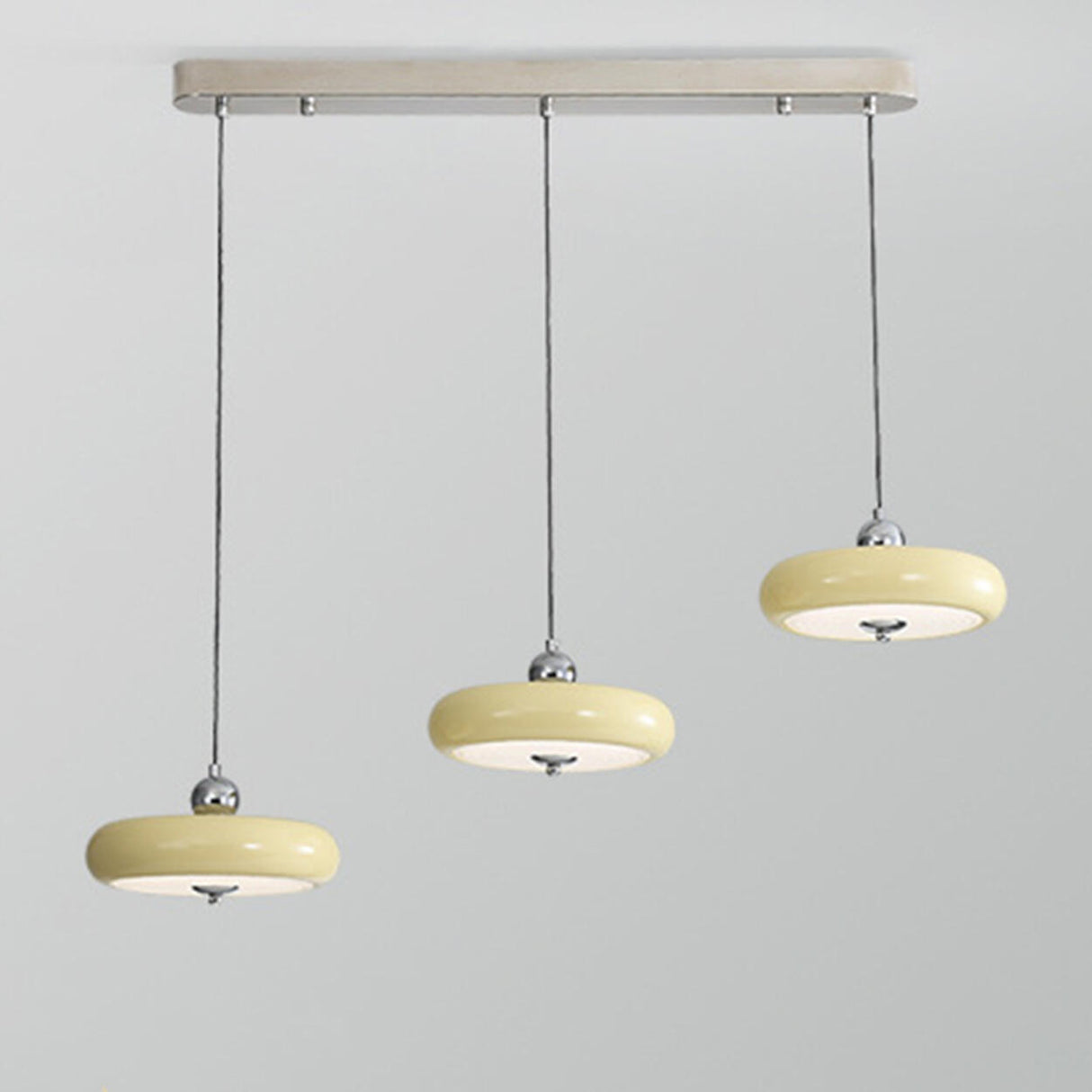 Retro Yellow 3-Light Disc LED Island Ceiling Light Image - 2