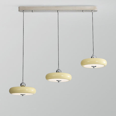 Retro Yellow 3-Light Disc LED Island Ceiling Light Image - 2