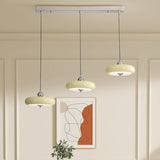 Retro Yellow 3-Light Disc LED Island Ceiling Light Image - 3