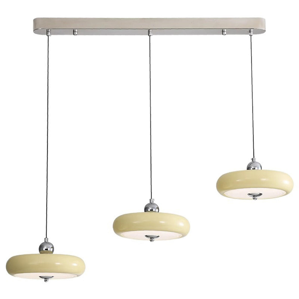 Retro Yellow 3-Light Disc LED Island Ceiling Light Image - 6