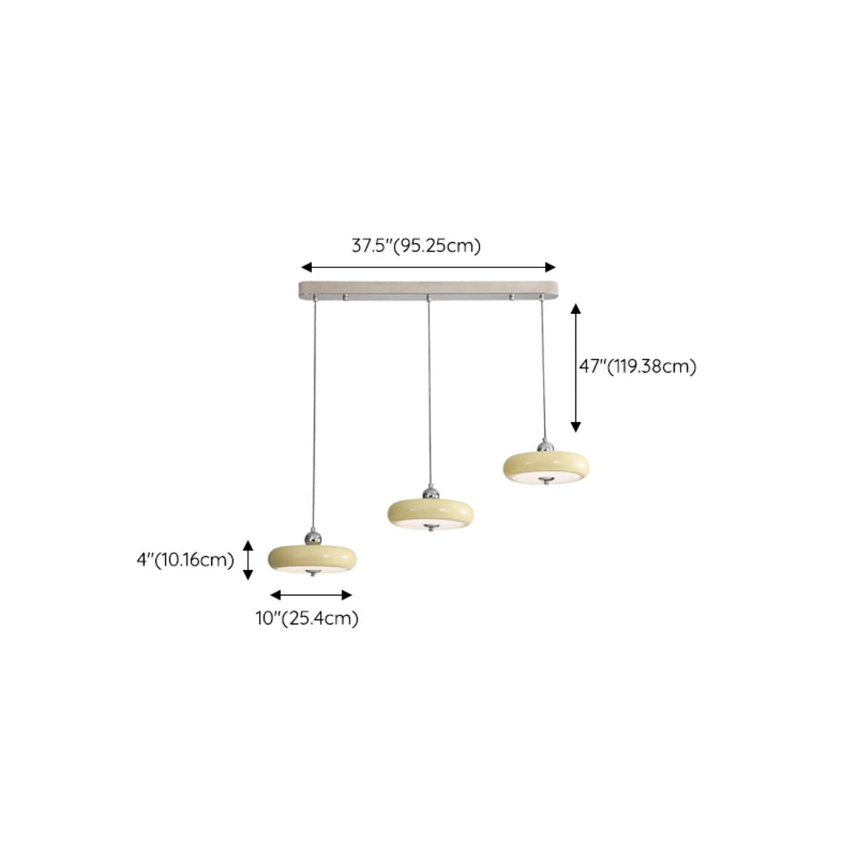 Retro Yellow 3-Light Disc LED Island Ceiling Light 