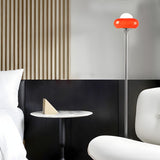 Retro Yellow Bubble Glass and Metal LED Floor Lamp Image - 3