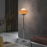 Retro Yellow Bubble Glass and Metal LED Floor Lamp Image - 4