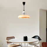 Retro Yellow Dome White Glass Hanging Pendant Light Image - 1