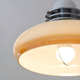 Retro Yellow Dome White Glass Hanging Pendant Light Image - 11