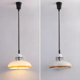 Retro Yellow Dome White Glass Hanging Pendant Light Image - 7