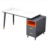 Reversible Ergonomic Off-White Drawers Computer Desk Image - 6