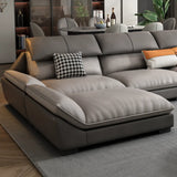 Reversible Gray Tech Cloth Pillow Top Arm Sofa Chaise Image - 7