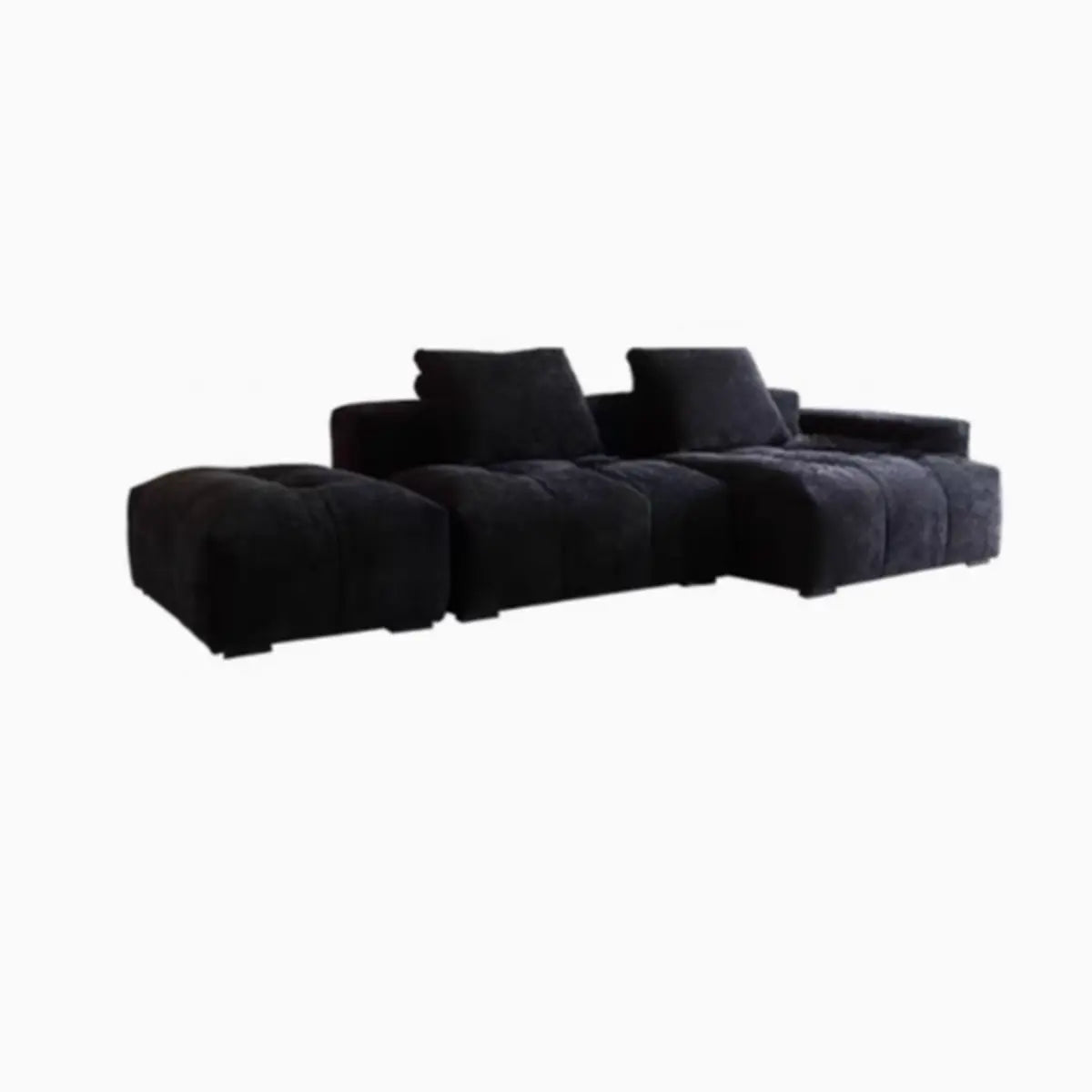 Reversible Green Chenille L-Shape Large Sofa Chaise Image - 2