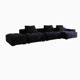 Reversible Green Chenille L-Shape Large Sofa Chaise Image - 3