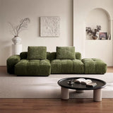 Reversible Green Chenille L-Shape Large Sofa Chaise Image - 4