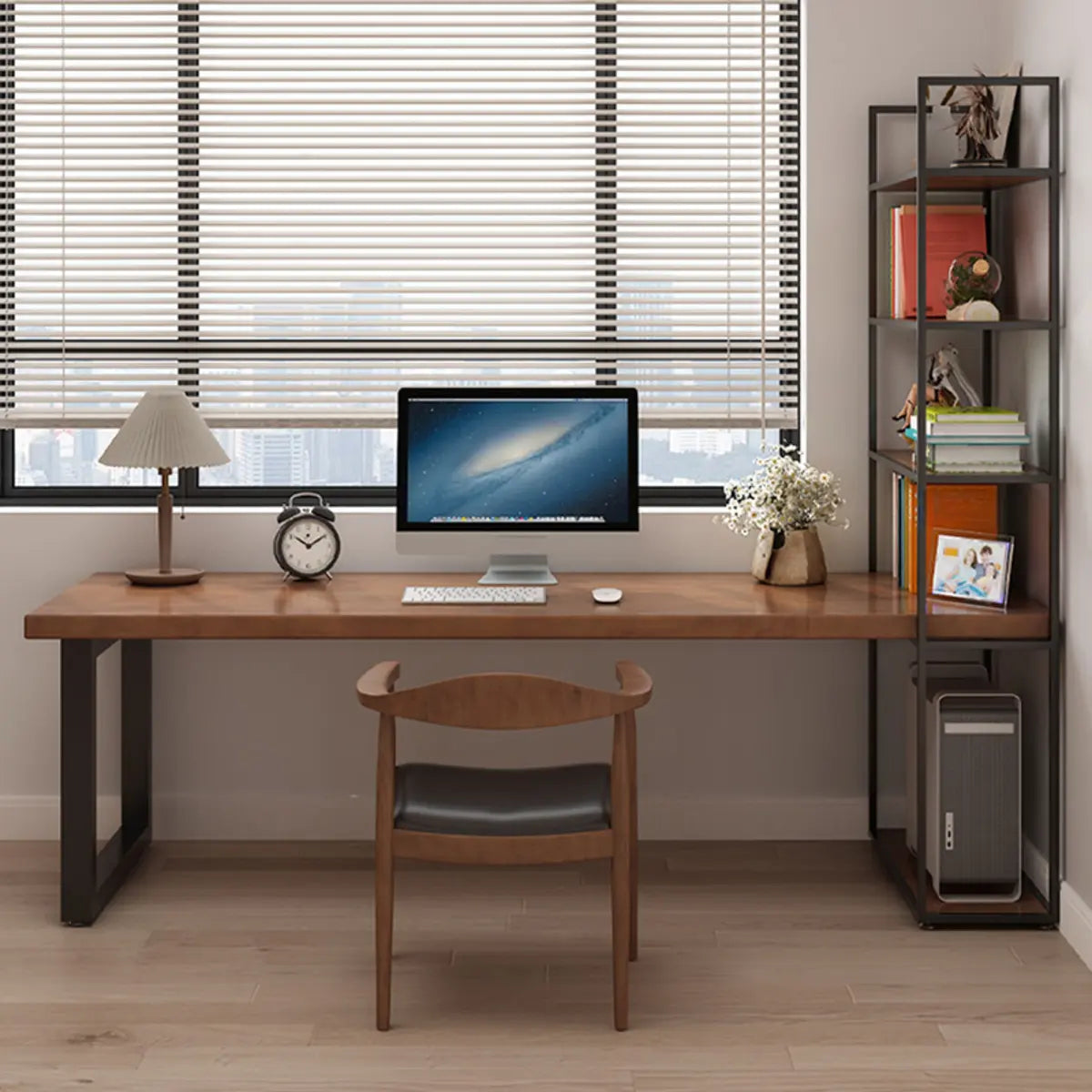 Reversible Pine Butcher Block Bookcase Computer Desk Image - 4