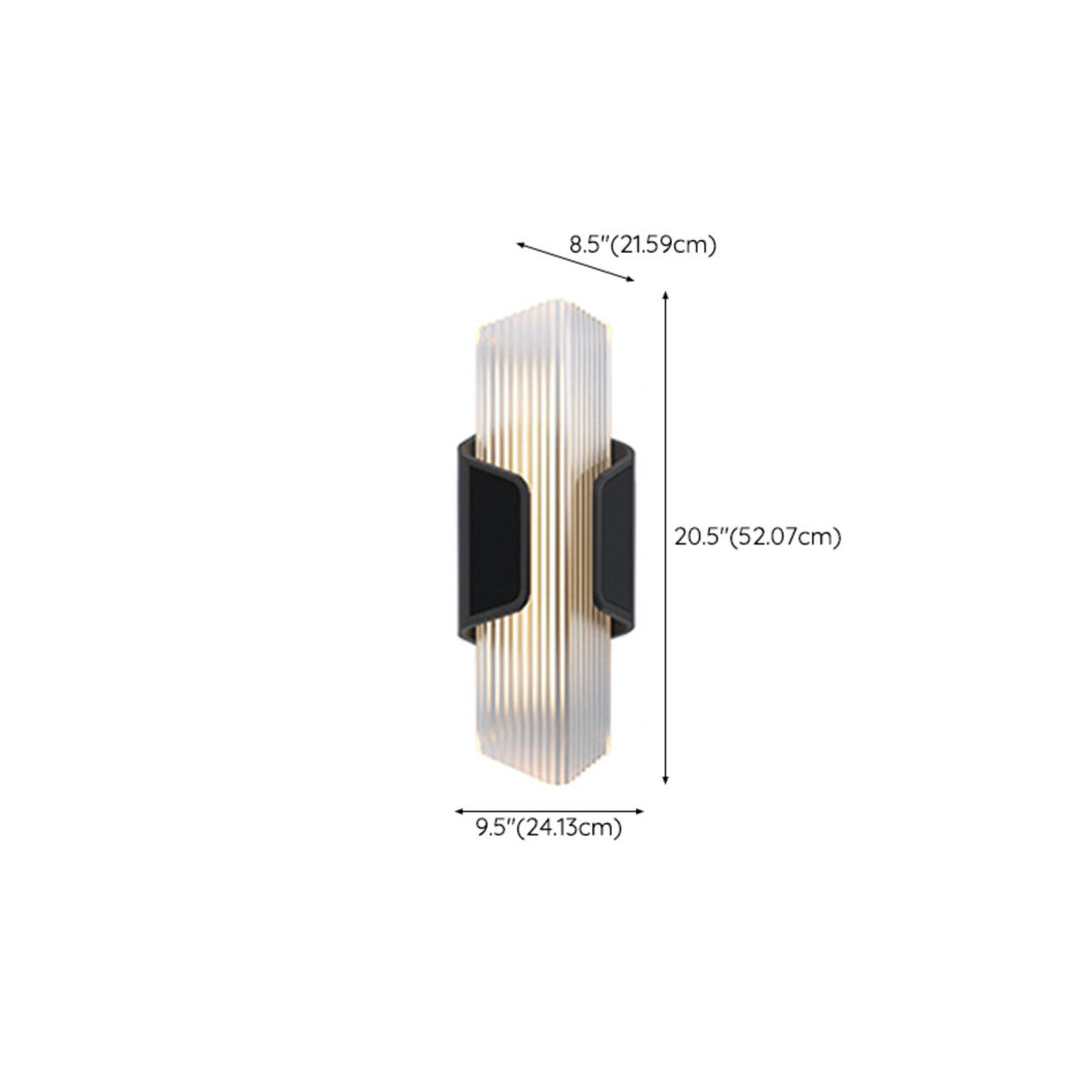 Ribbed Black Outdoor Geometric Up Down Wall Sconce 