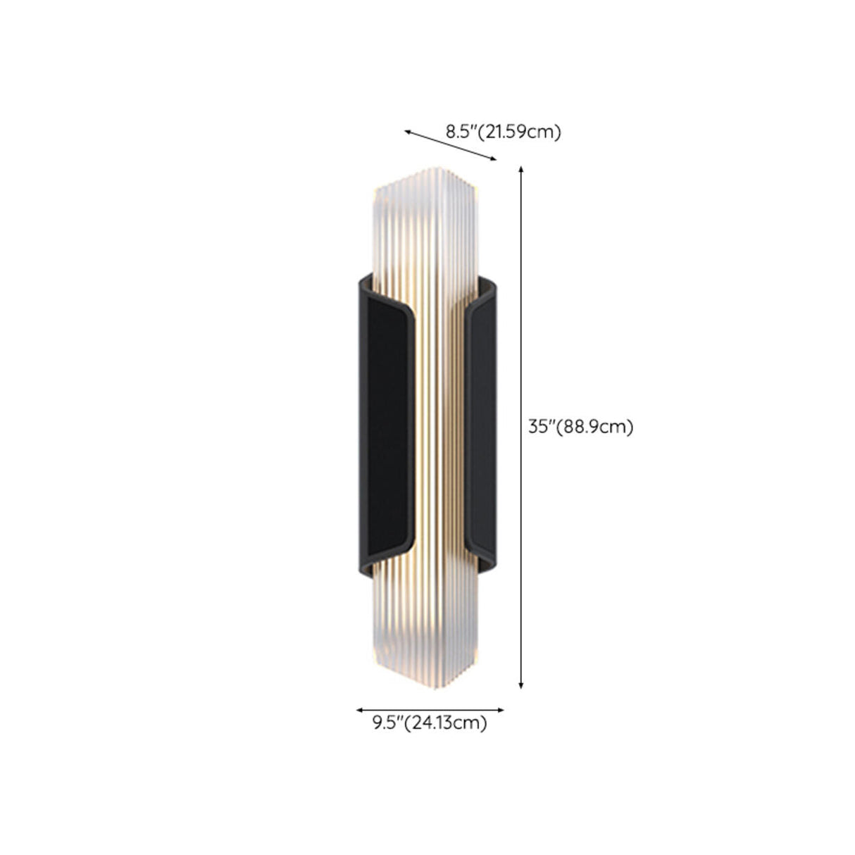 Ribbed Black Outdoor Geometric Up Down Wall Sconce Image - 15