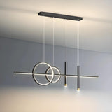 Ring and Bar Modern Gold Metal Island Pendant Light Image - 6