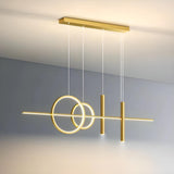 Ring and Bar Modern Gold Metal Island Pendant Light Image - 7