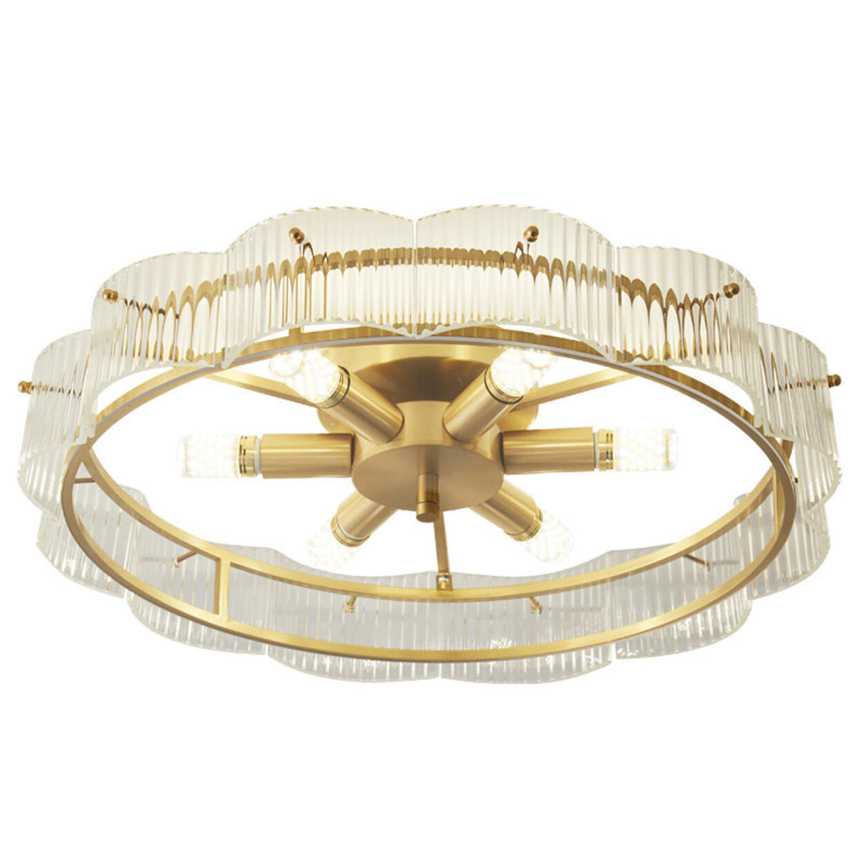 Ring Glass Gold Semi-Flush Mount Ceiling Light 6-Light Image - 10