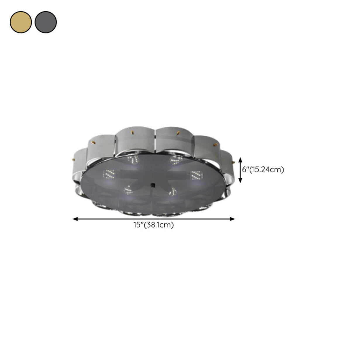 Ring Glass Gold Semi-Flush Mount Ceiling Light 6-Light 