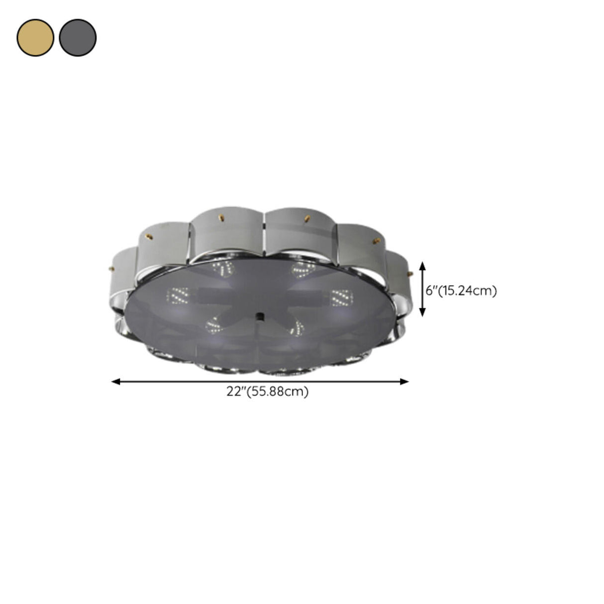 Ring Glass Gold Semi-Flush Mount Ceiling Light 6-Light Image - 19