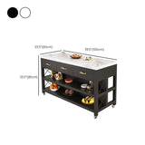 Rolling Portable Marble Top Black Kitchen Island Cart Image - 10