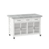 Rolling Rectangle Marble Gray White Storage Kitchen Island Image - 7