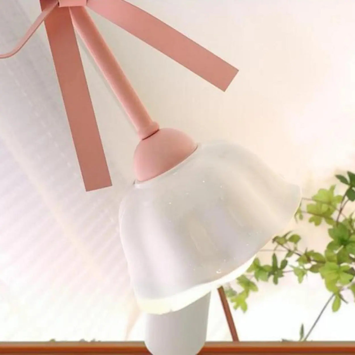 Romantic Bedroom Pink Bow Ceramics Floral Pendant Light Image - 13