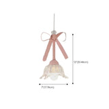 Romantic Bedroom Pink Bow Ceramics Floral Pendant Light Image - 15