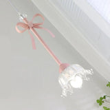 Romantic Bedroom Pink Bow Ceramics Floral Pendant Light Image - 8