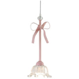 Romantic Bedroom Pink Bow Ceramics Floral Pendant Light Image - 9