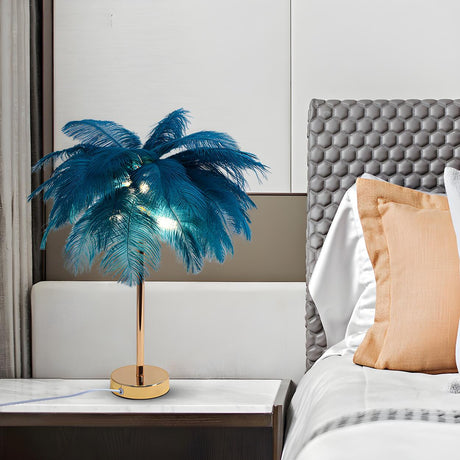 Romantic Blue Feather Tree Modern Decor Table Lamp Image - 1