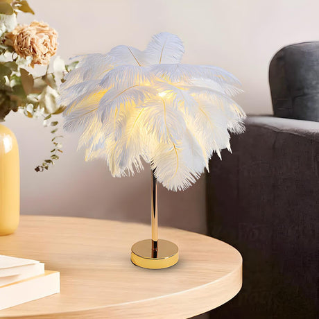 Romantic Blue Feather Tree Modern Decor Table Lamp Image - 2