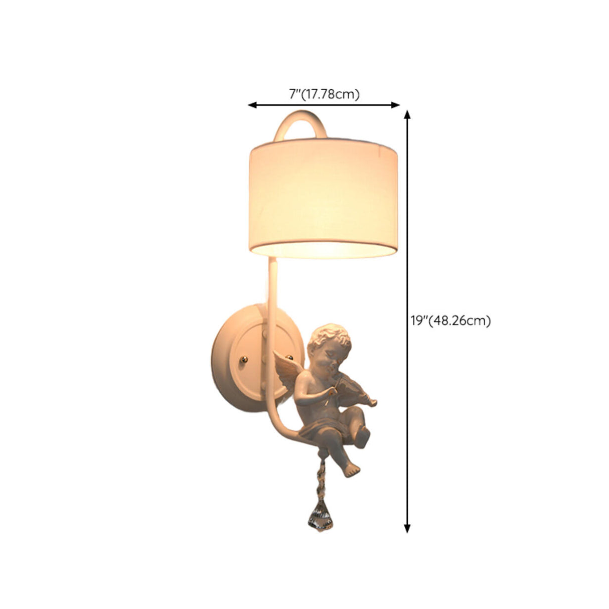 Romantic Cherub Wall Sconces with Fabric Shades Image - 17