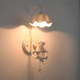 Romantic Cherub Wall Sconces with Fabric Shades Image - 7