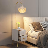 Romantic Feather Shade Bedside Gold Floor Lamp Image - 1