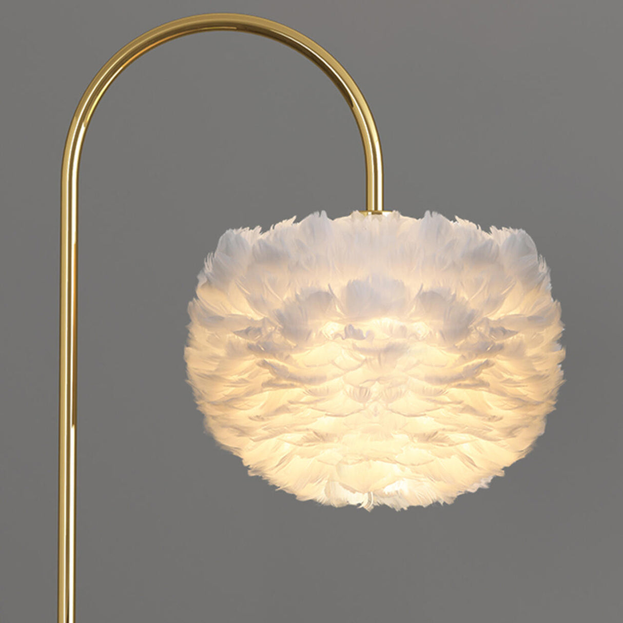 Romantic Feather Shade Bedside Gold Floor Lamp Image - 10