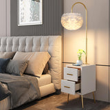 Romantic Feather Shade Bedside Gold Floor Lamp Image - 13