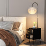 Romantic Feather Shade Bedside Gold Floor Lamp Image - 2