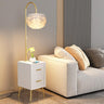 Romantic Feather Shade Bedside Gold Floor Lamp Image - 5