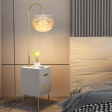 Romantic Feather Shade Bedside Gold Floor Lamp Image - 6