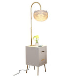 Romantic Feather Shade Bedside Gold Floor Lamp Image - 8